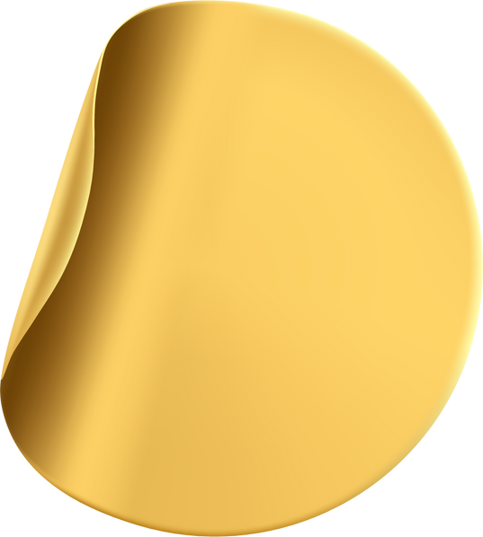 Gold Round Sticker with Peeling Corner Cutout